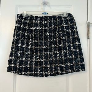 Abercrombie & Fitch Tweed Mini-Skort | Black & White Plaid | Medium | NWT